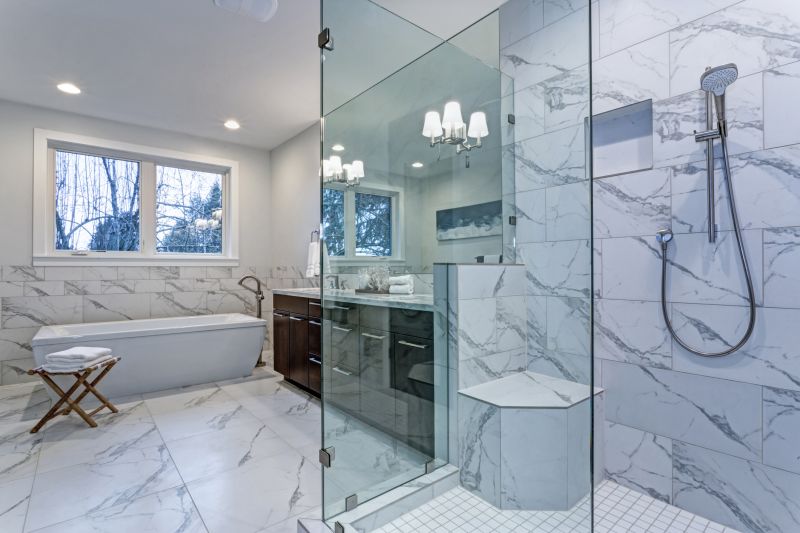 Marble tiled bathroom